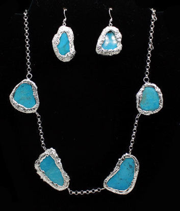 Picture of Sterling Silver Turquoise Necklace and Earring Set